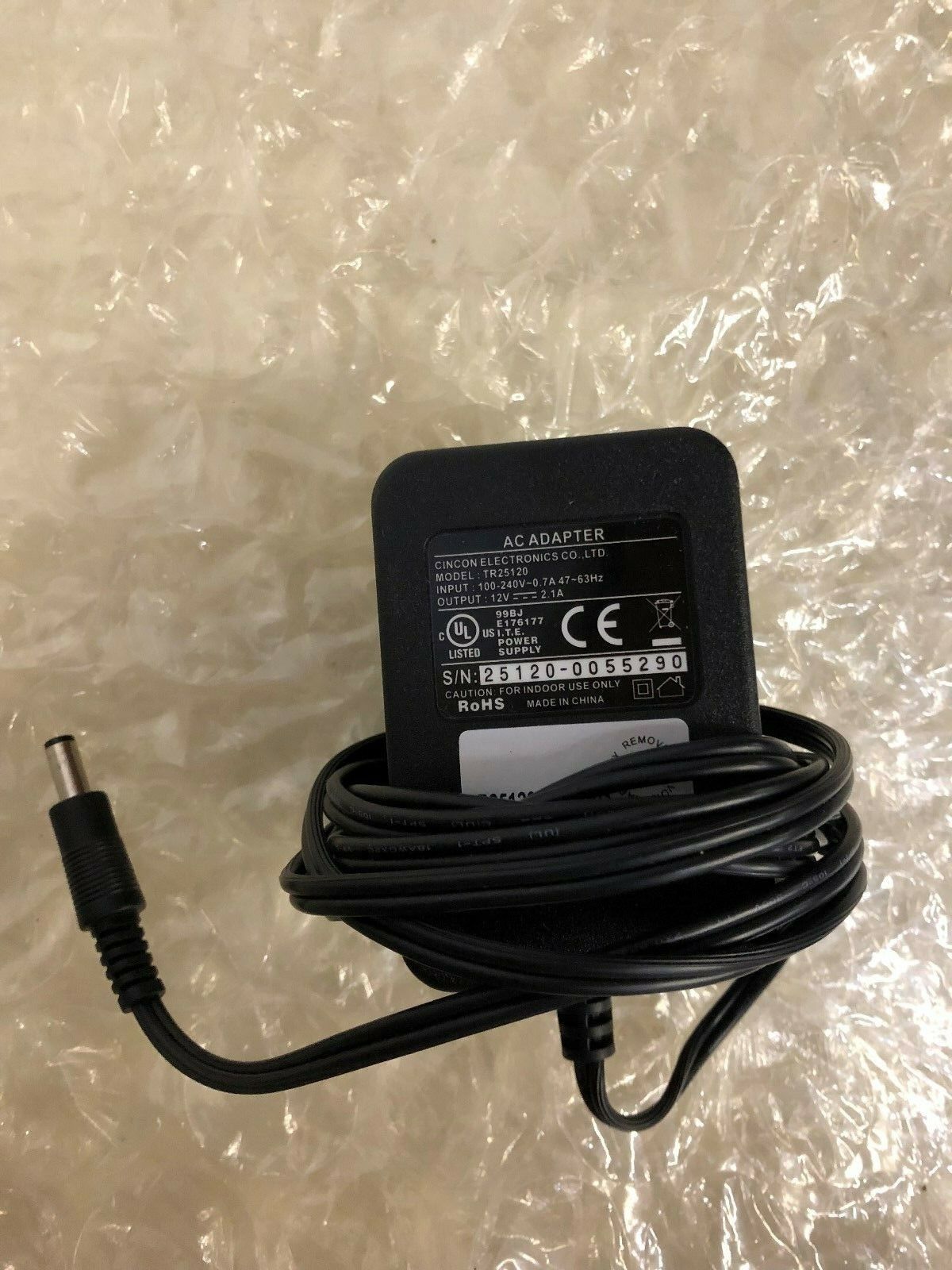 NEW CINCON ELECTRONICS TR25120 12V 2.1A AC ADAPTER